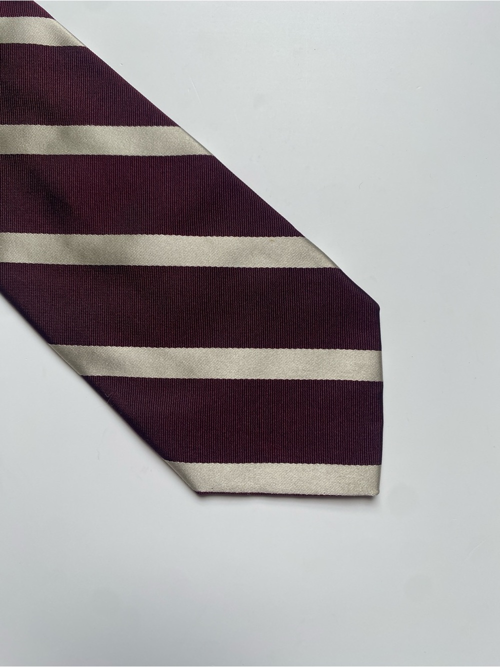 Robert Talbott Maroon and Cream Wide Stripe Silk Tie